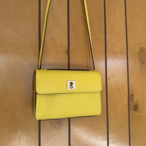 ORLA KIELY Classy Yellow & Gold small Crossbody Purse Bag two way handle